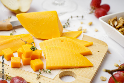 Gourmet cheese board with c...