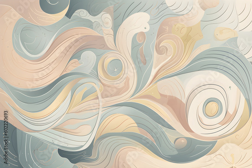abstract pastel waves in organic style, Generative AI