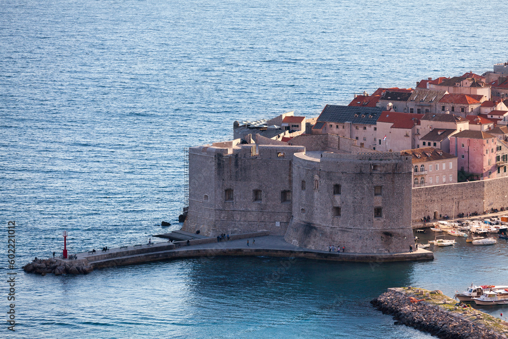 Aerial view of the Fort Saint Ivana in Dubrovnik