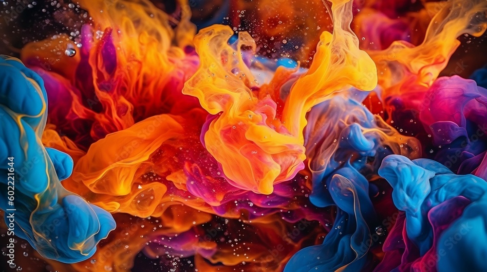 Colorful ink swirling in water - Generated by Generative AI