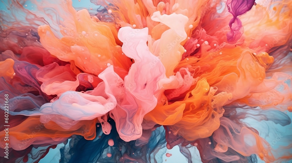 Colorful ink swirling in water - Generated by Generative AI Colorful ink swirling in water - Generated by Generative AI