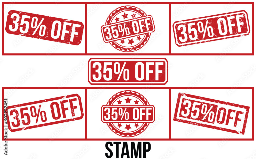 35% off Red Rubber Stamp set vector design. 35% off Red Rubber Stamp set vector design.