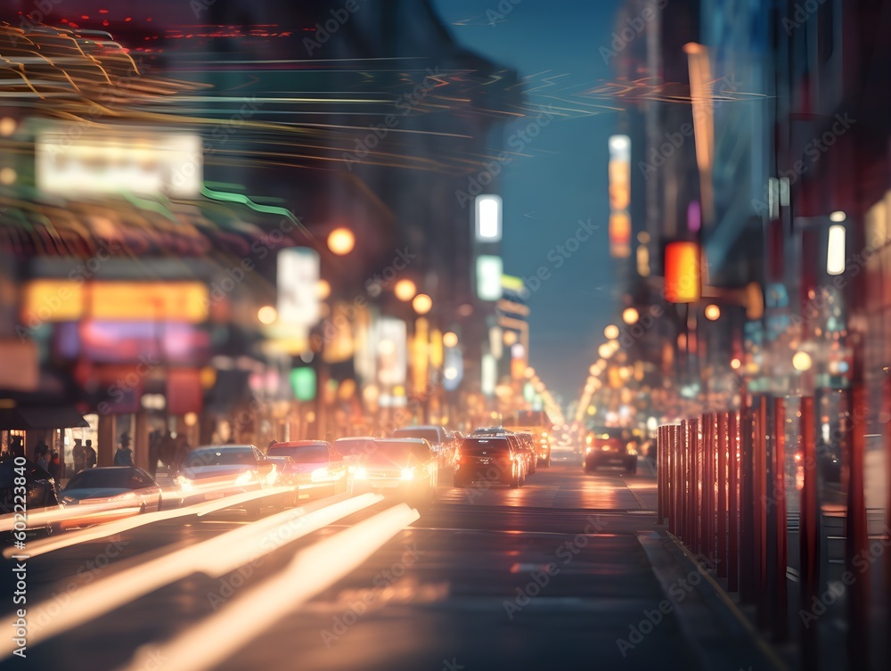 Urban Dreams: Blurred City Lights in Motion Background