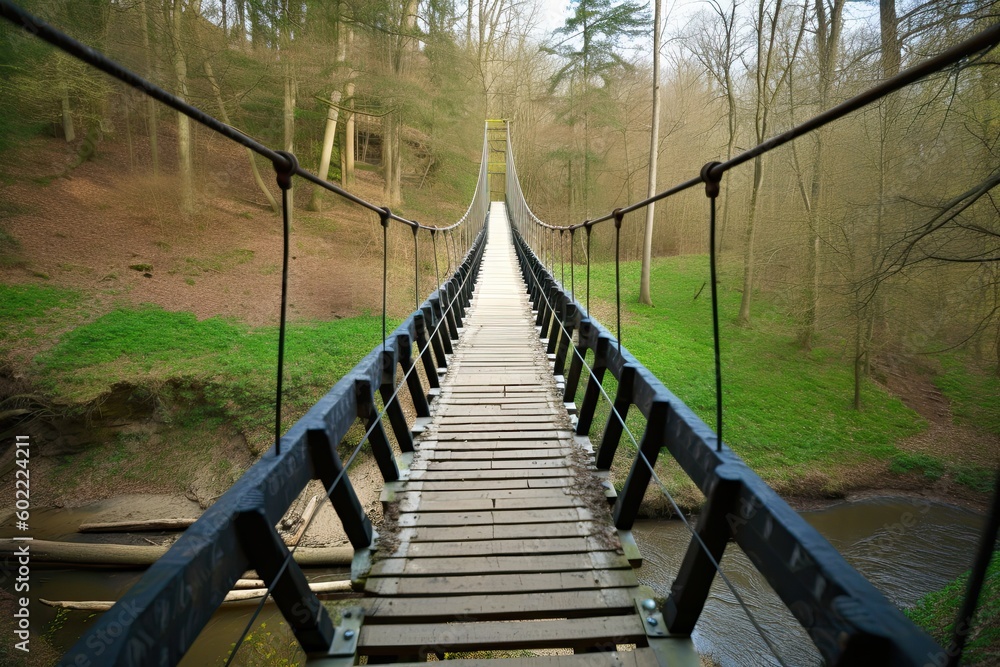 Obraz premium traditional wooden suspension bridge