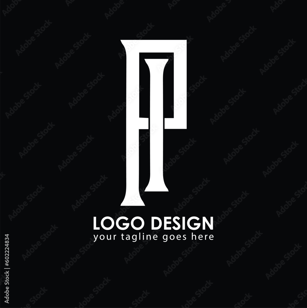 PI IP Logo Design, Creative Minimal Letter IP PI Monogram - obrazy, fototapety, plakaty 