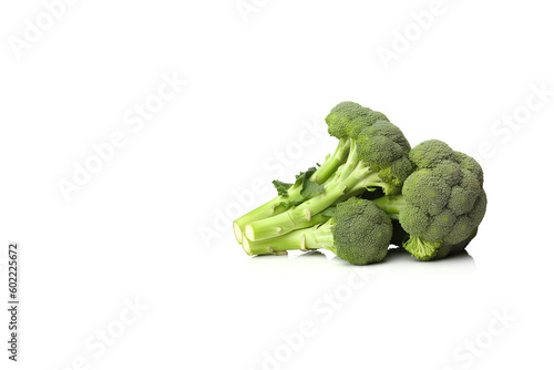 Fresh broccolis isolated on white background with copy space. Created with Generative AI Technology