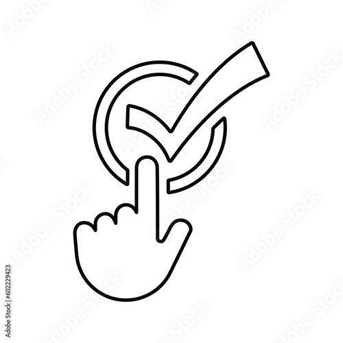 Accept, approve hand icon. Line, outline symbol.