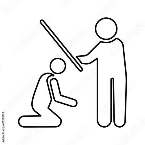 Abusive, bullying, torture icon. Line, outline symbol.