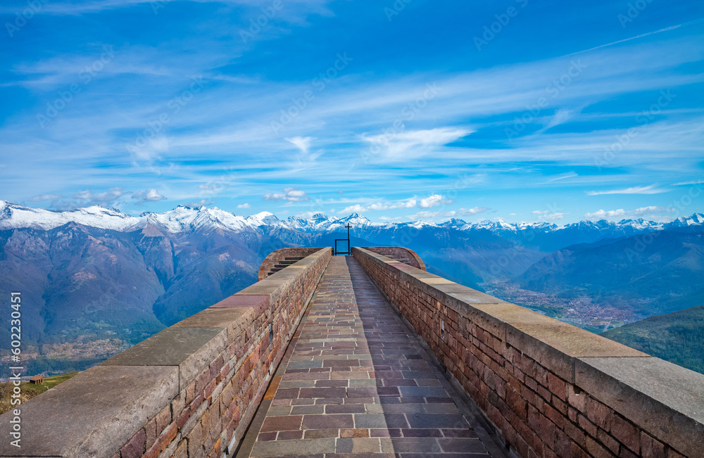 View of the Santa Maria degli Angeli Chapel at the summit of Monte Tamaro, Switzerland. View of the Santa Maria degli Angeli Chapel at the summit of Monte Tamaro, Switzerland.
