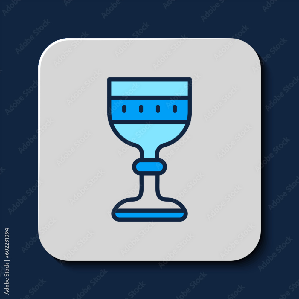 Filled outline Medieval goblet icon isolated on blue background. Vector
