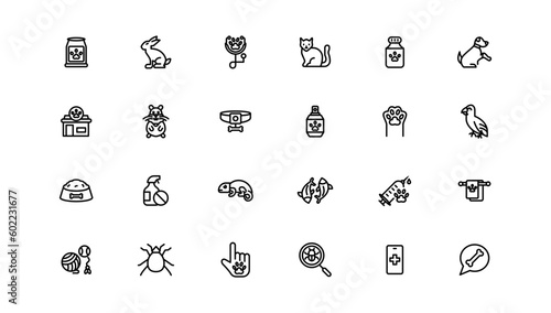 Set of pet icons, dog, cat, puppy, animals.Pet, vet, pet shop, types of pets - minimal thin line web icon set. Outline icons collection.