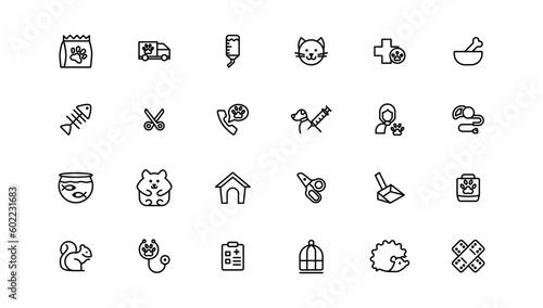 Set of pet icons, dog, cat, puppy, animals.Pet, vet, pet shop, types of pets - minimal thin line web icon set. Outline icons collection.