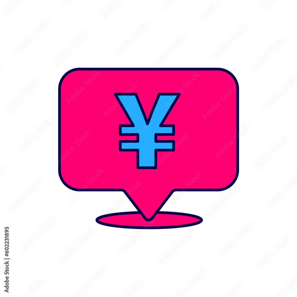 Filled outline Chinese Yuan currency symbol icon isolated on white background. Coin money. Banking currency sign. Cash symbol. Vector Filled outline Chinese Yuan currency symbol icon isolated on white background. Coin money. Banking currency sign. Cash symbol. Vector