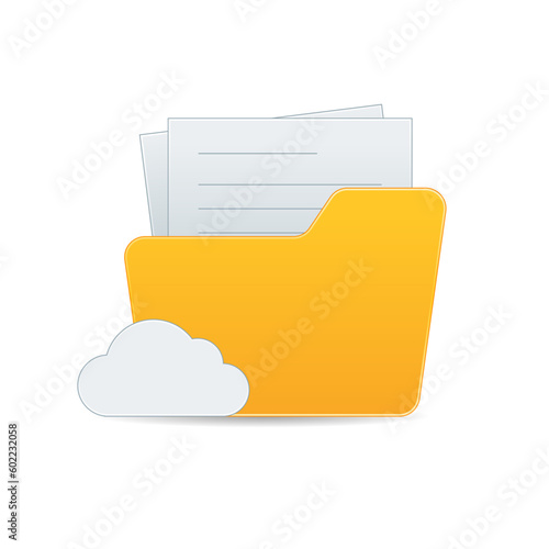 Cloud document folder icon vector. paper, folder, cloud icon.