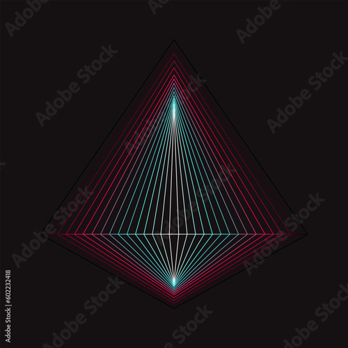 Psychedelic abstract pattern for popular social network. White - blue - pink on black modern advertising design. Vector illustration Isolated on white background