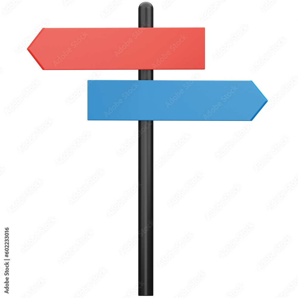 red blue road sign 3d icon red blue road sign 3d icon