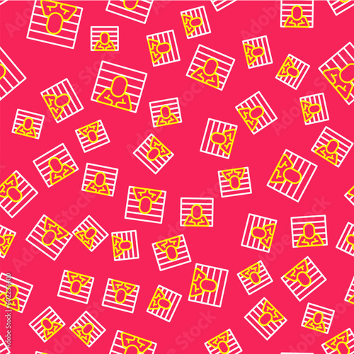 Line Prisoner icon isolated seamless pattern on red background. Vector