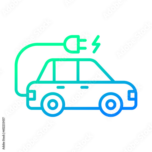 Electric car with plug icon symbol  EV car  Green hybrid vehicles charging point logotype  Eco friendly vehicle concept  Vector illustration