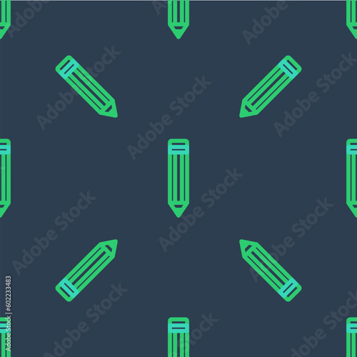 Line Pencil icon isolated seamless pattern on blue background. Drawing and educational tools. School office symbol. Vector