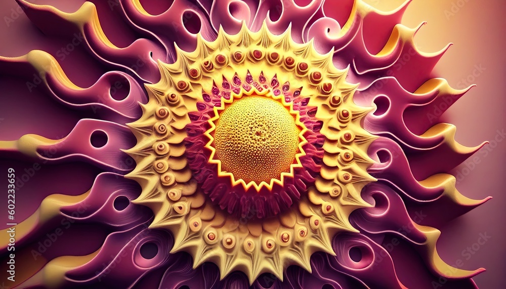 Mandala yellow and purple energetic expression of joy, dynamism and colorfulness Abstract, Elegant and Modern AI-generated illustration Mandala yellow and purple energetic expression of joy, dynamism and colorfulness Abstract, Elegant and Modern AI-generated illustration