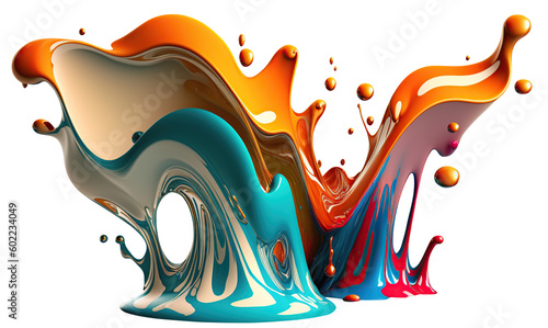 Rainbow paint splash. Colorful isolated design element on the transparent background. Generative AI. photo