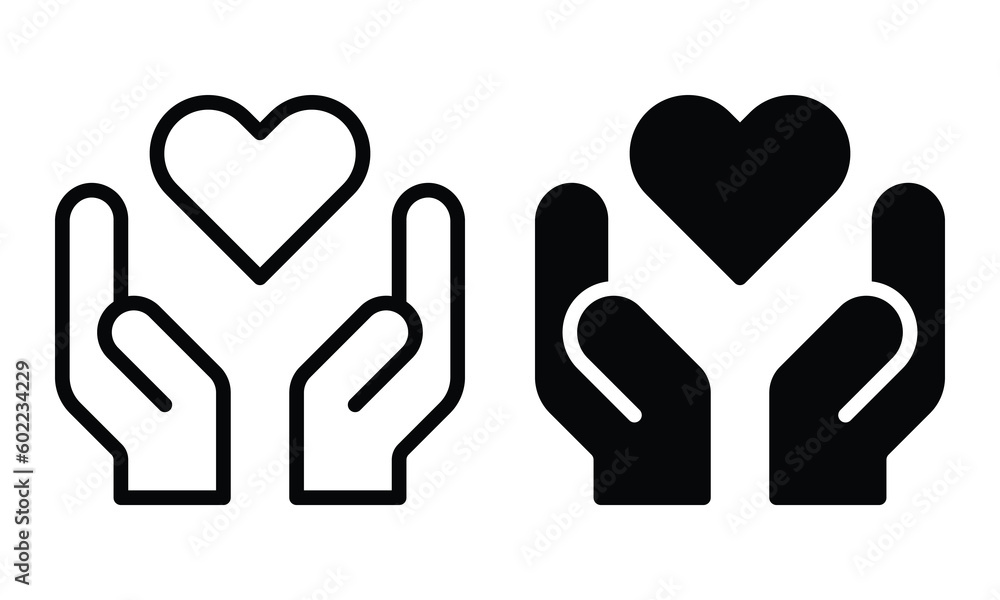 Charity icon with outline and glyph style. Charity icon with outline and glyph style.