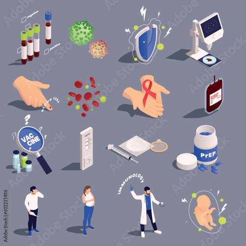 Hiv Aids Isometric Set
