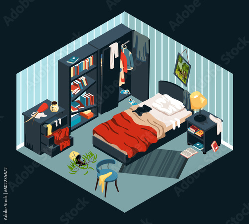 Messy Bedroom With Scattered Stuff
