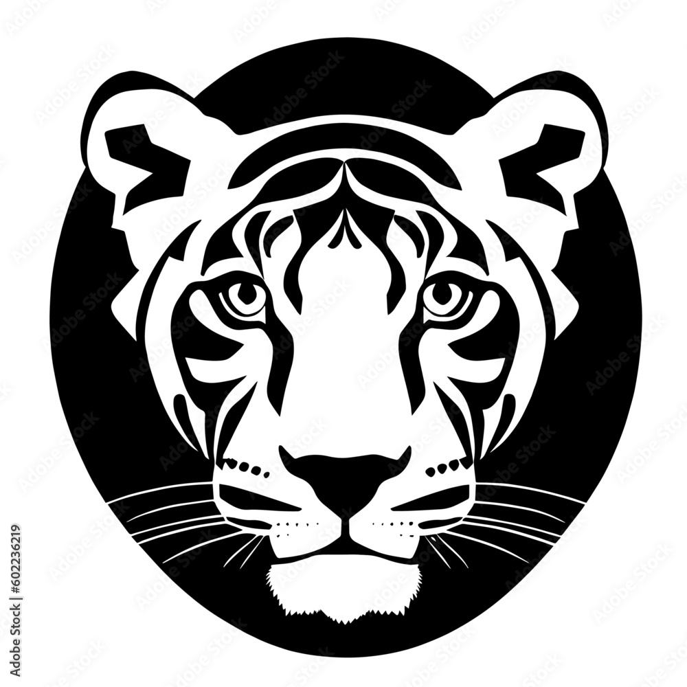 Animal head vector design black and white
