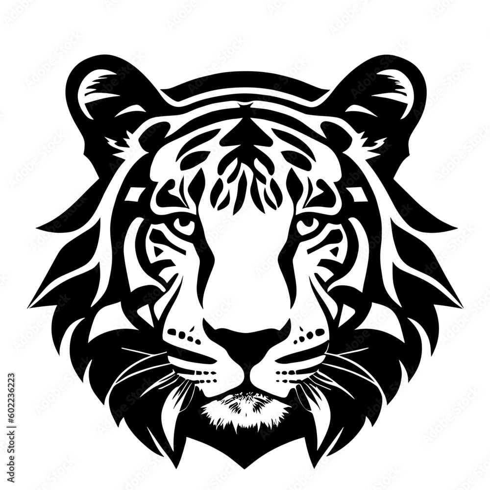 Animal head vector design black and white
