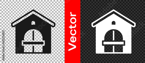Black Farm house icon isolated on transparent background. Vector