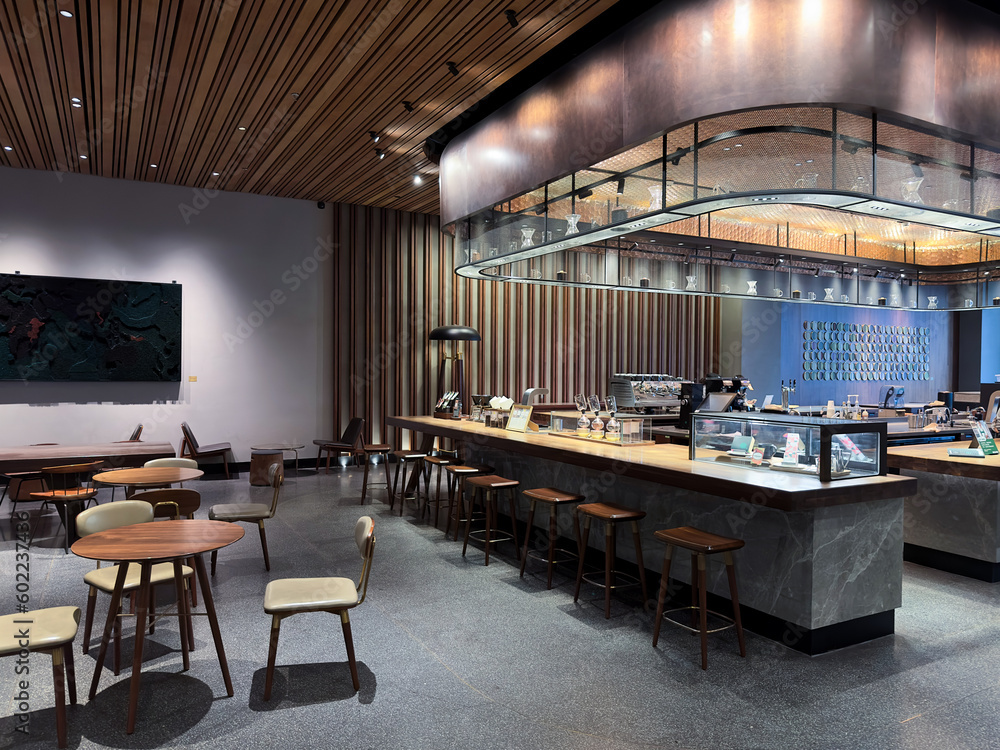 Suzhou, JiangsuChina-May,13,2023:Starbucks store interior design for ...