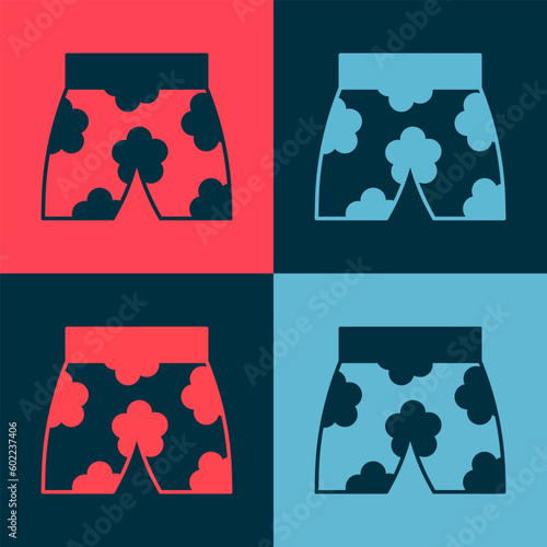 Pop art Swimming trunks icon isolated on color background. Vector