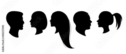 People's heads. Silhouettes. Set. 