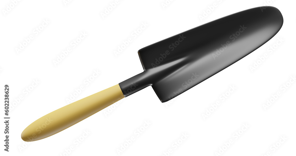 Garden shovel on an isolated background. Close-up 3D rendering. Garden shovel on an isolated background. Close-up 3D rendering.