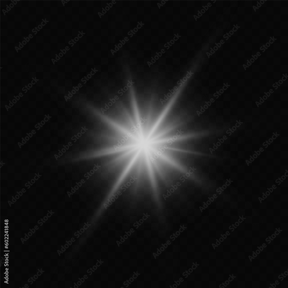 Sun flare with beams and spotlights. Sunlight special lens flare light effect. On a transparent background. Sun flare with beams and spotlights. Sunlight special lens flare light effect. On a transparent background.