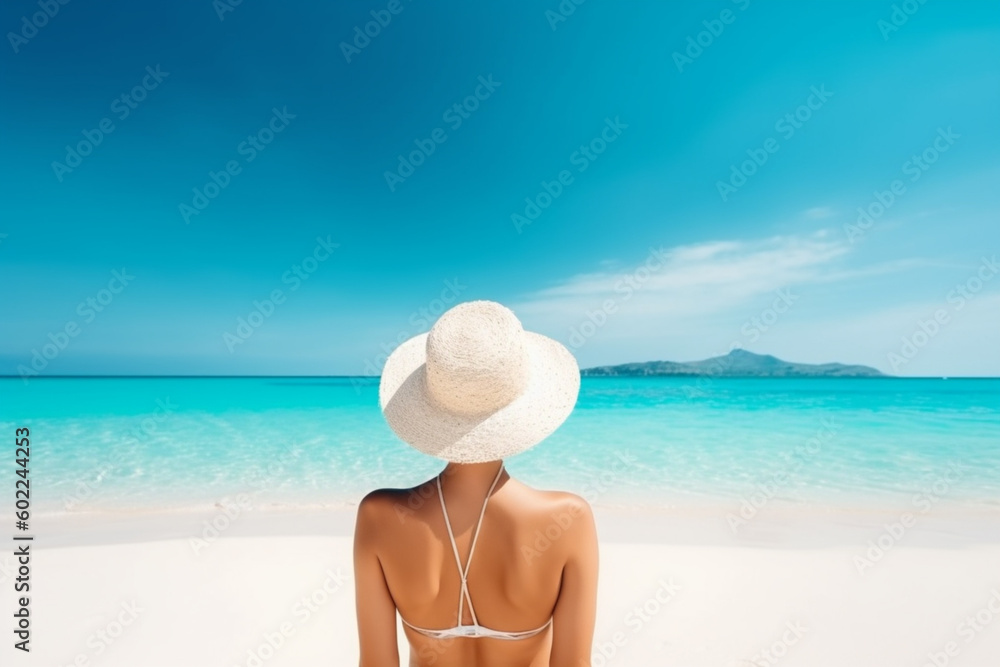 Girl on beach. Created with generative Ai technology. Girl on beach. Created with generative Ai technology.