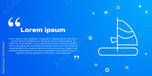 White line Windsurfing icon isolated on blue background. Vector