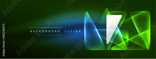 Vibrant Geometric Neon Shiny Line Background. A Bold and Stunning Display of Shapes, Lines, Colors, and Glow, Perfect for Futuristic Modern Designs, Hi-tech Presentations, Technology Web Pages
