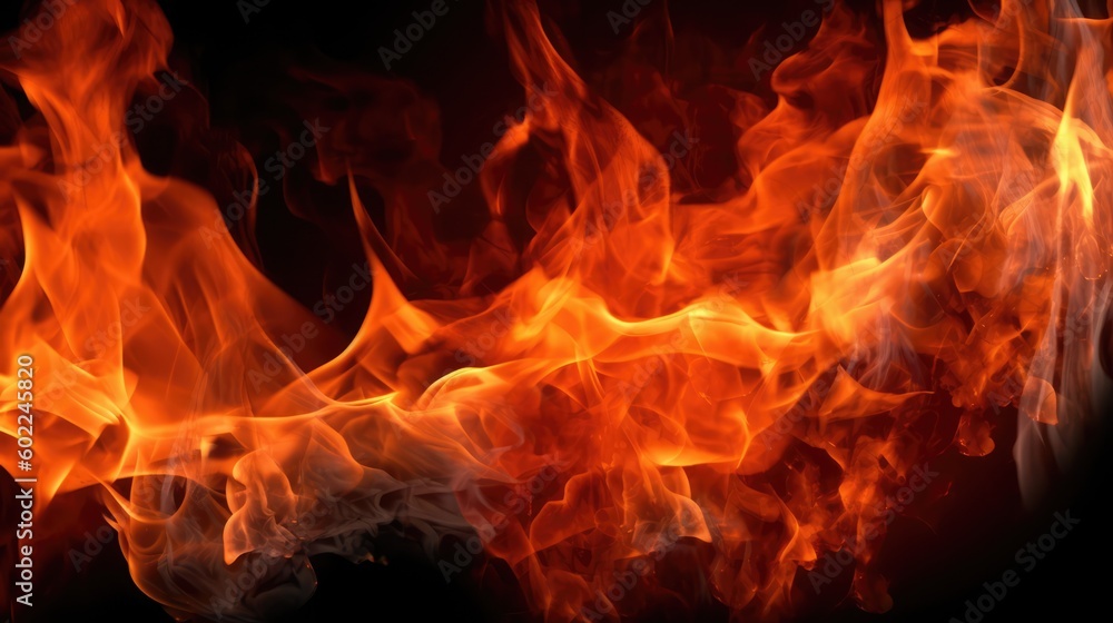Blazing Fire: Intense Flames Against a Dark Background. Generative AI Blazing Fire: Intense Flames Against a Dark Background. Generative AI