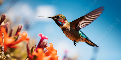 colorful hummingbird, generative ai © overrust