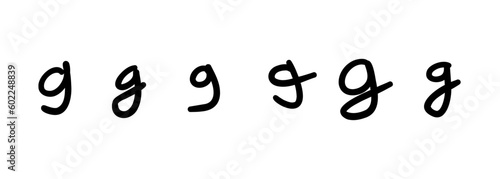 Scribble childlike simple black english latin G alphabet letter symbol. Vector illustration in hand drawn doodle style isolated on white background. For card, kids book, learning, logo, decorating.