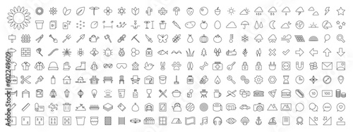 Garden Outlined Vector Icon Set Megapack Transparent Background PNG Editable Stroke EPS AI