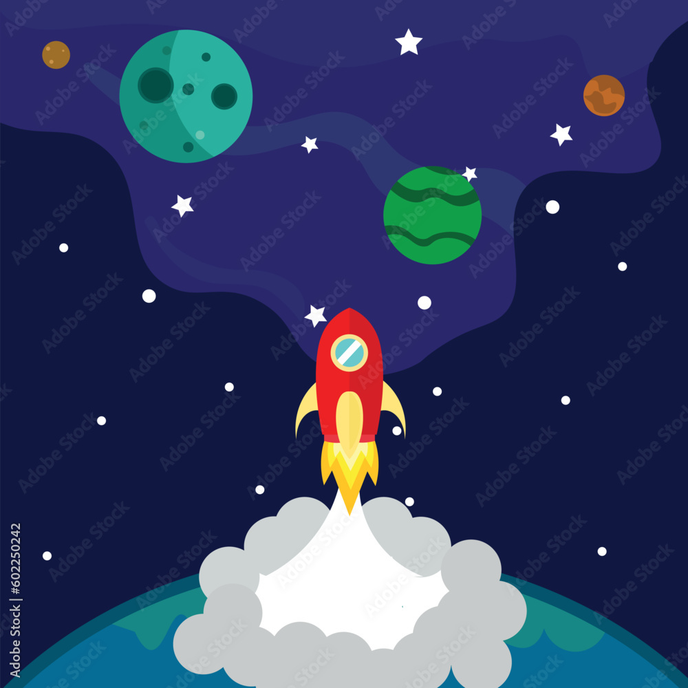 Fototapeta premium rocket flying to the space