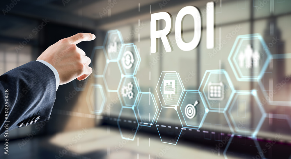 Fototapeta premium Roi Return On Investment Business Technology Analysis Finance Concept