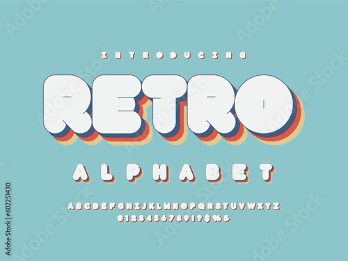 Vector of stylized chunky alphabet design with uppercase,  numbers and symbols