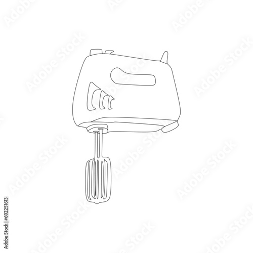 Kitchen hand mixer outline icon, vector illustration in trendy style. Editable graphic resources for many purposes.