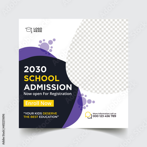 School admission social media post and Instagram post template