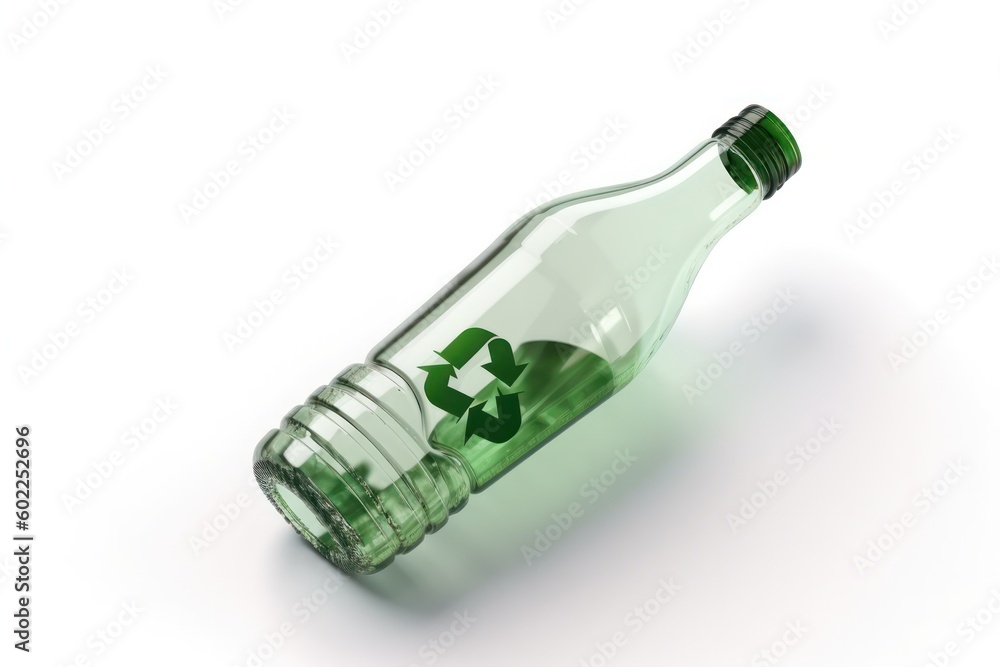 empty plastic bottle with recycling symbol, recycling concept. Generative AI empty plastic bottle with recycling symbol, recycling concept. Generative AI