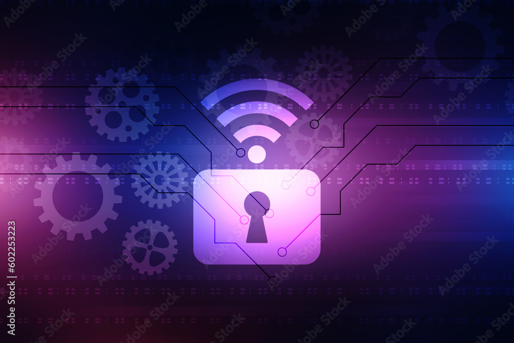 Obraz premium 2d illustration WIFI symbol with lock 